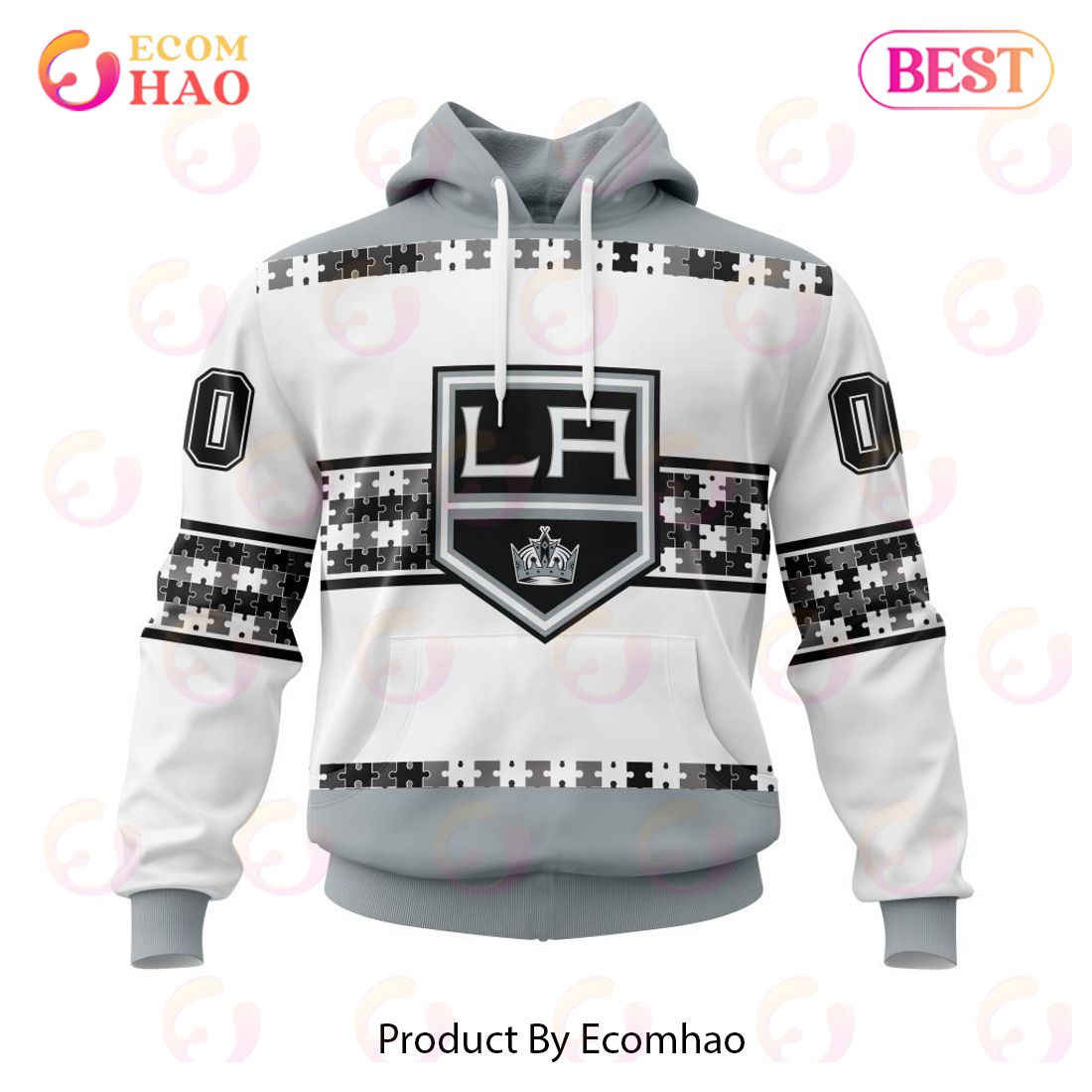 NHL Los Angeles Kings Autism Awareness Custom Name And Number 3D Hoodie