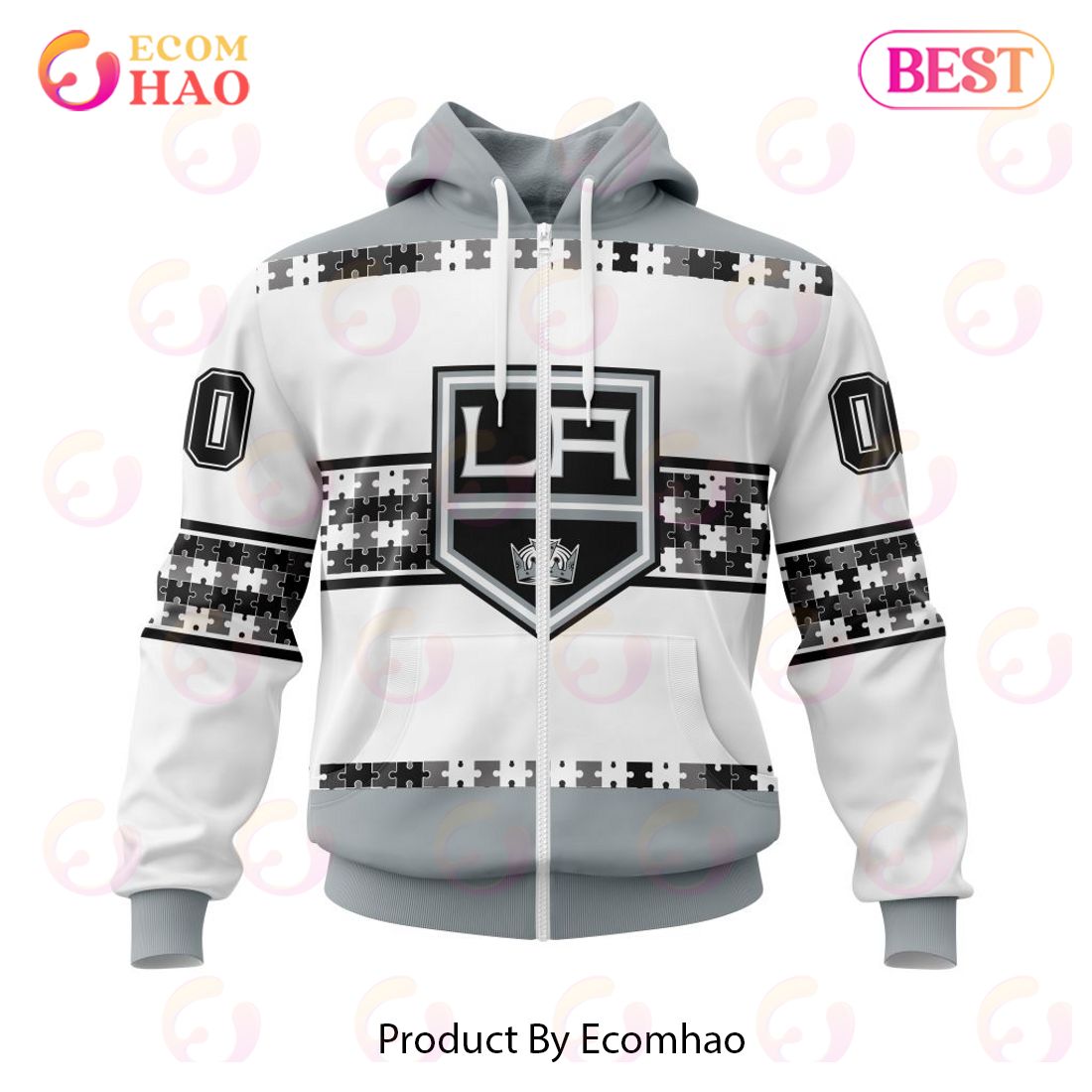 NHL Los Angeles Kings Autism Awareness Custom Name And Number 3D Hoodie