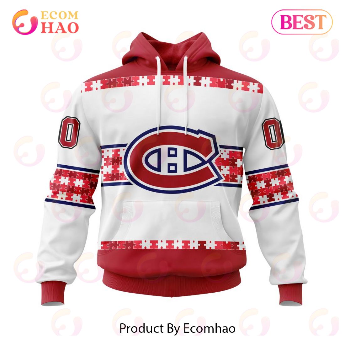 NHL Montreal Canadiens Autism Awareness Custom Name And Number 3D Hoodie