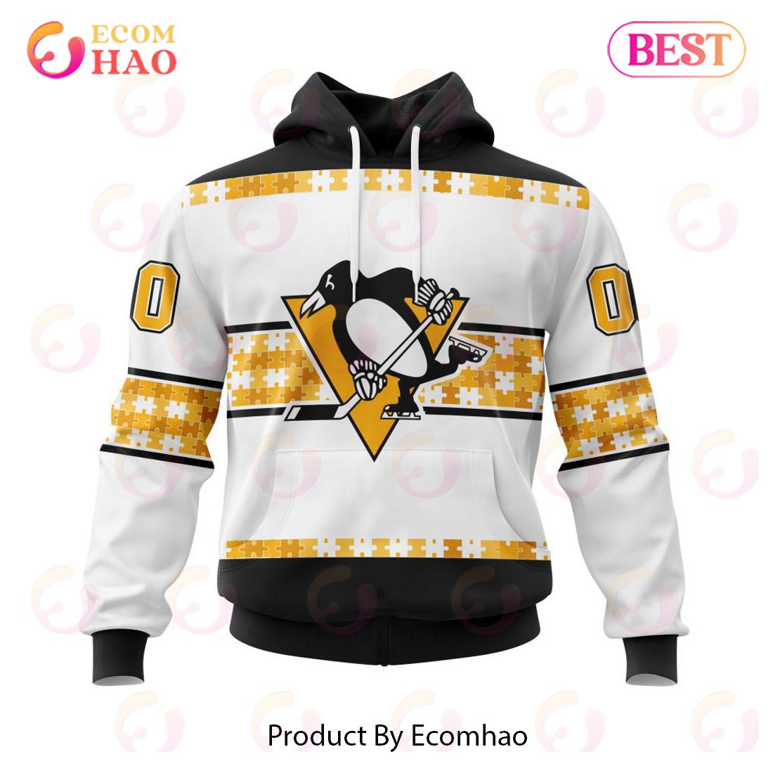 NHL Pittsburgh Penguins Autism Awareness Custom Name And Number 3D Hoodie