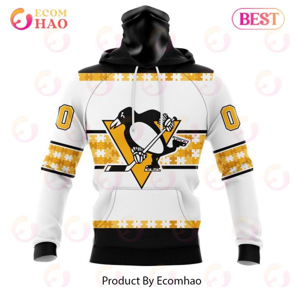 NHL Pittsburgh Penguins Autism Awareness Custom Name And Number 3D Hoodie