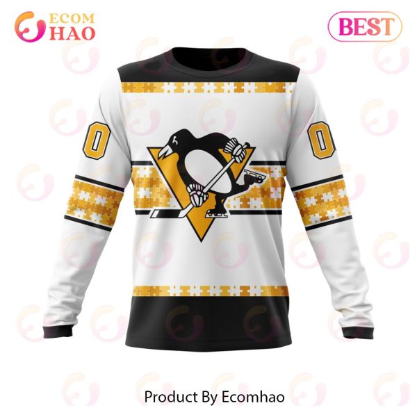 NHL Pittsburgh Penguins Autism Awareness Custom Name And Number 3D Hoodie