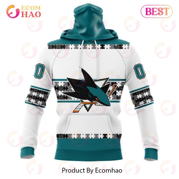 NHL San Jose Sharks Autism Awareness Custom Name And Number 3D Hoodie