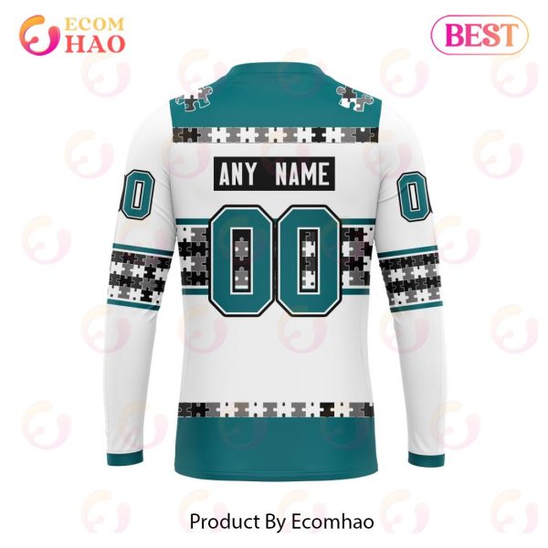 NHL San Jose Sharks Autism Awareness Custom Name And Number 3D Hoodie
