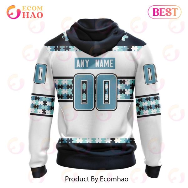 NHL Seattle Kraken Autism Awareness Custom Name And Number 3D Hoodie