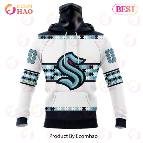 NHL Seattle Kraken Autism Awareness Custom Name And Number 3D Hoodie