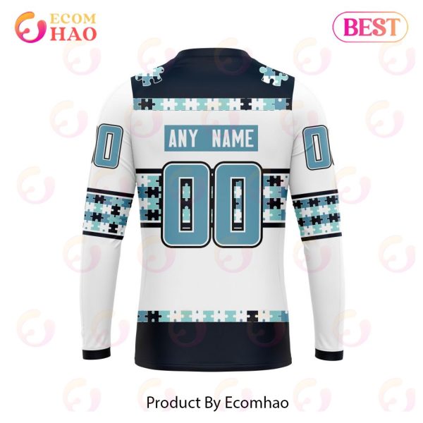 NHL Seattle Kraken Autism Awareness Custom Name And Number 3D Hoodie