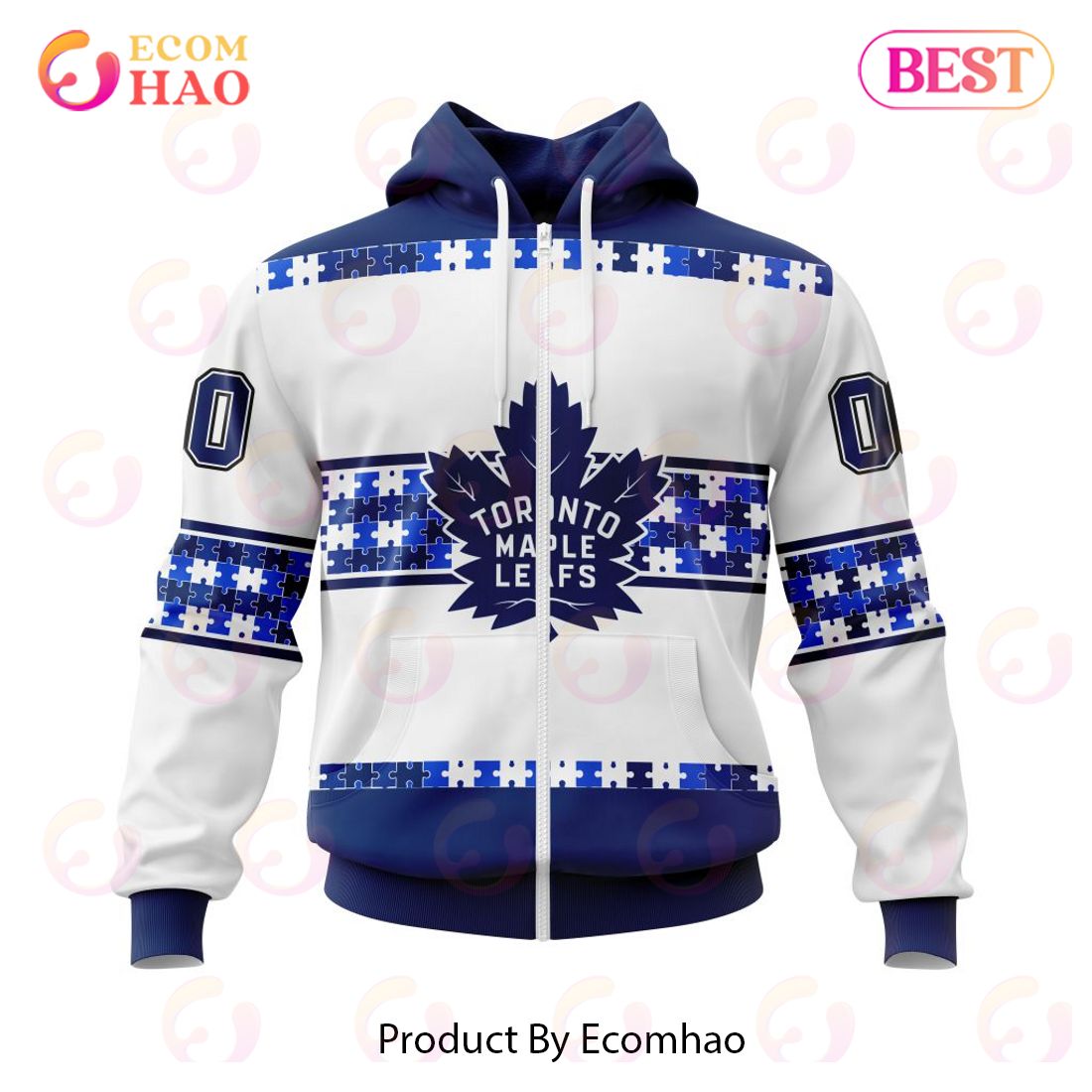 NHL Toronto Maple Leafs Autism Awareness Custom Name And Number 3D Hoodie