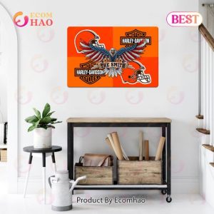 NFL Cleveland Browns x Harley Davidson Personalized Man Cave Sign, Bar Sign, Pub Sign, Metal Sign Perfect Gift