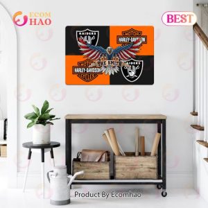 NFL Las Vegas Raiders x Harley Davidson Personalized Man Cave Sign, Bar Sign, Pub Sign, Metal Sign Perfect Gift