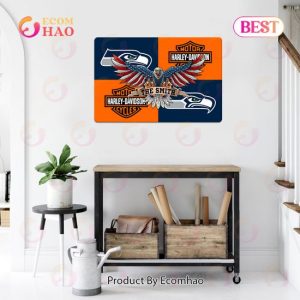 NFL Seattle Seahawks x Harley Davidson Personalized Man Cave Sign, Bar Sign, Pub Sign, Metal Sign Perfect Gift