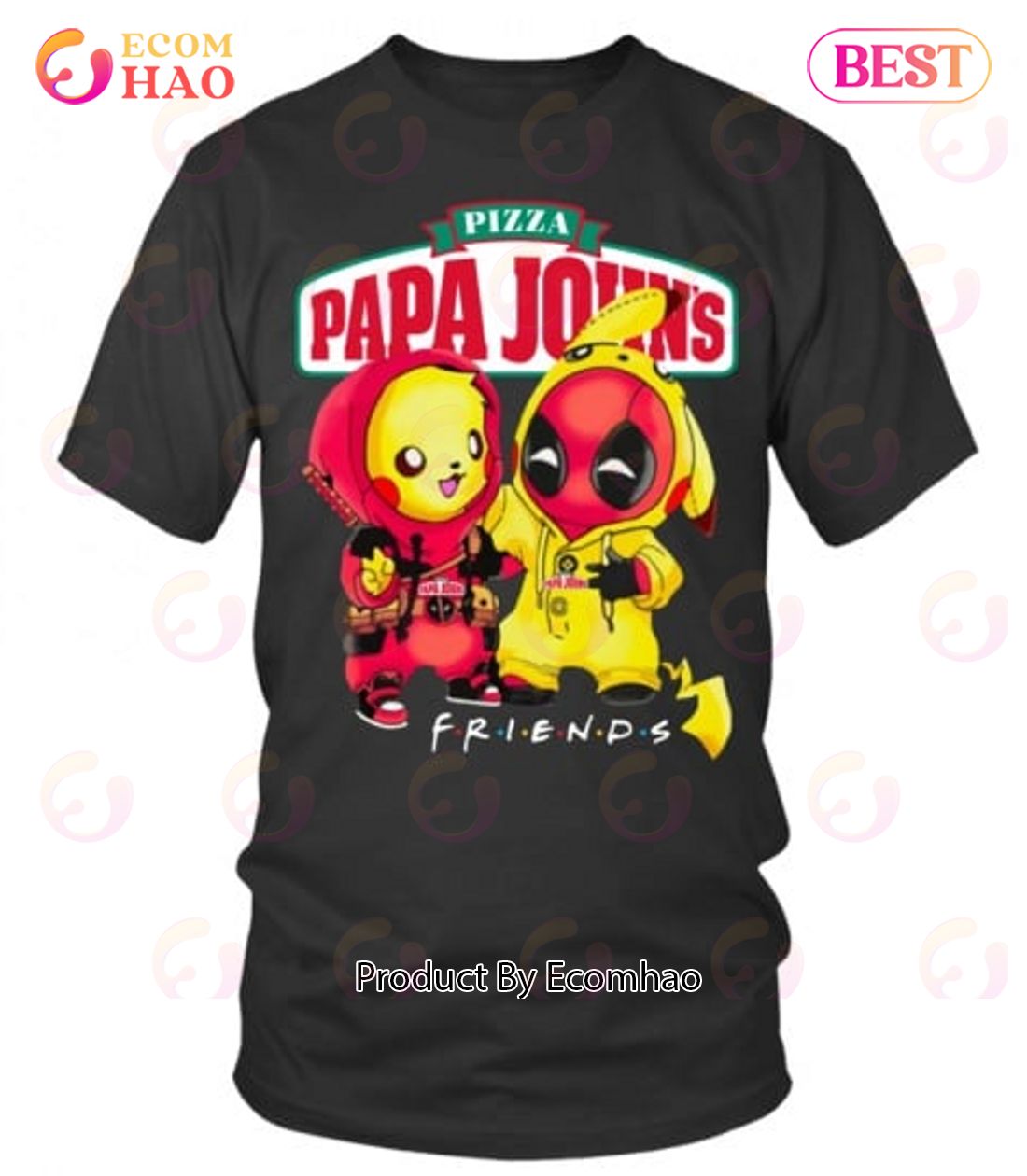 Papa John’s Pizza Deadpool Pikachu Friends T-Shirt