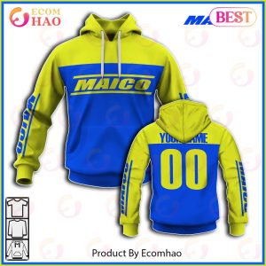 Customize Name Vintage Style Blue Maico Motocross Jersey MX Enduro AHRMA Motorcycle 3D Hoodie