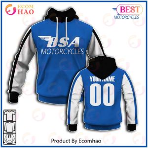 Customize Name Vintage Style BSA Motocross Jersey MX Enduro AHRMA Motorcycle Dirt Bike 3D Hoodie Flat Track Triumph