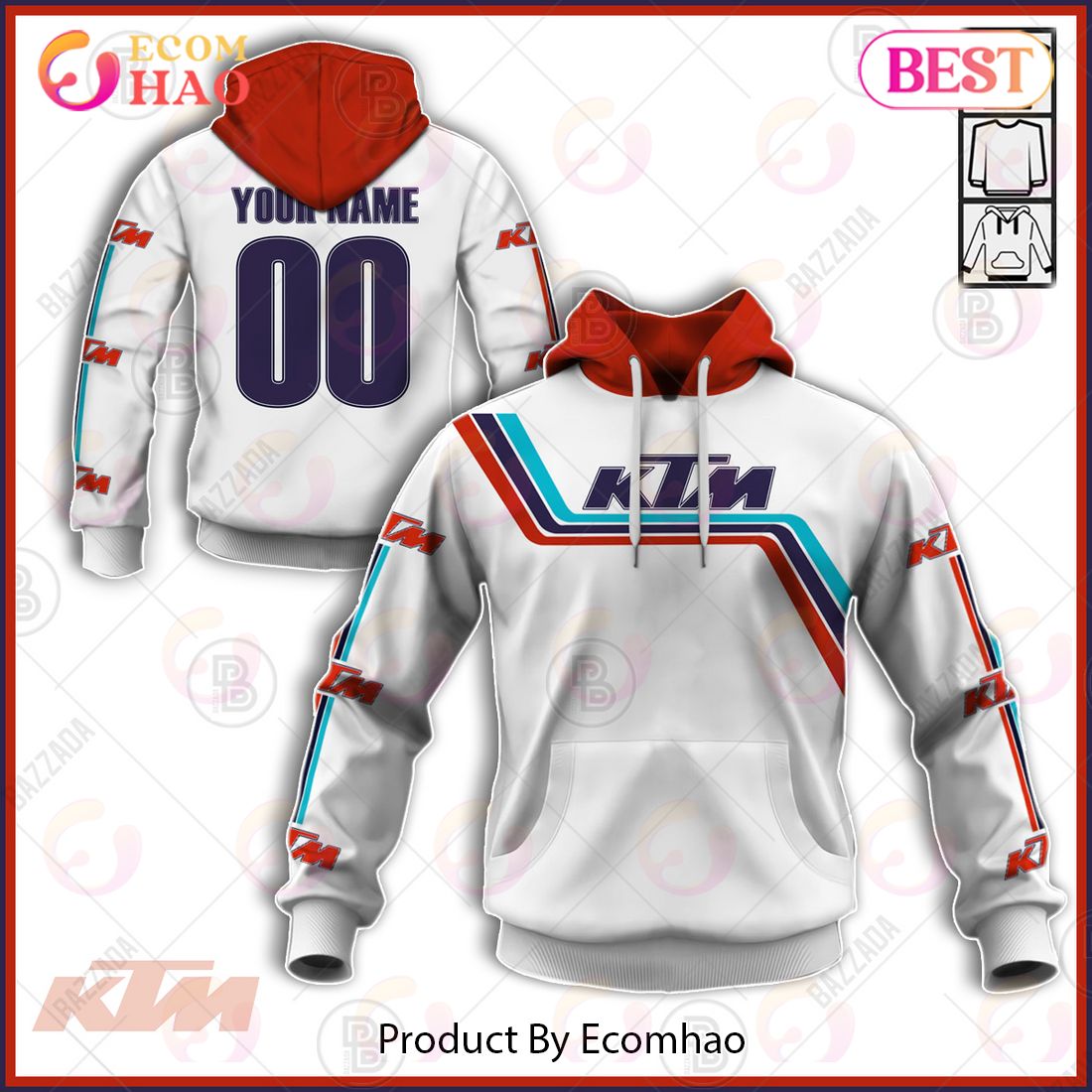 Customize Name Vintage Style KTM 250 Motocross Jersey MX Enduro AHRMA Motorcycle Dirt Bike 3D Hoodie