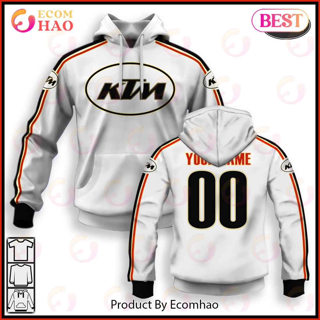 Customize Name Vintage Style KTM 70s Motocross Jersey MX Enduro AHRMA Motorcycle Dirt Bike 3D Hoodie