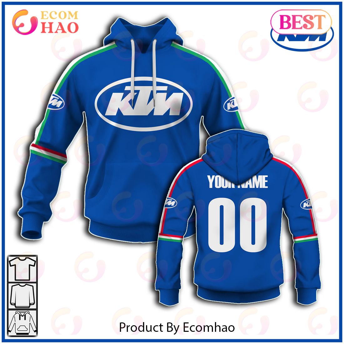 Customize Name Vintage Style KTM Motocross Jersey MX Enduro AHRMA Motorcycle Dirt Bike 3D Hoodie