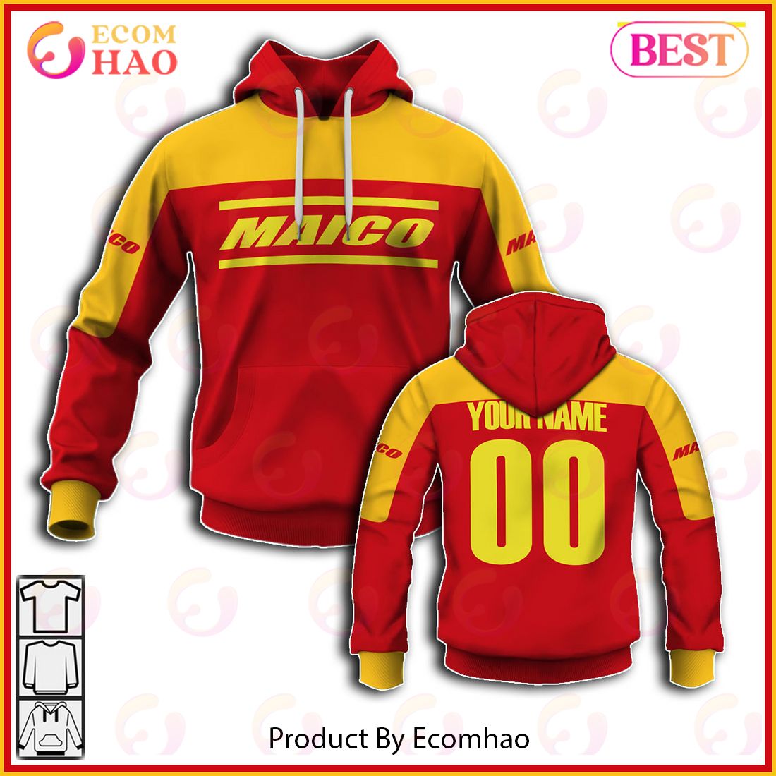 Customize Name Vintage Style Maico Motocross Jersey MX Enduro AHRMA Motorcycle Dirt Bike 3D Hoodie