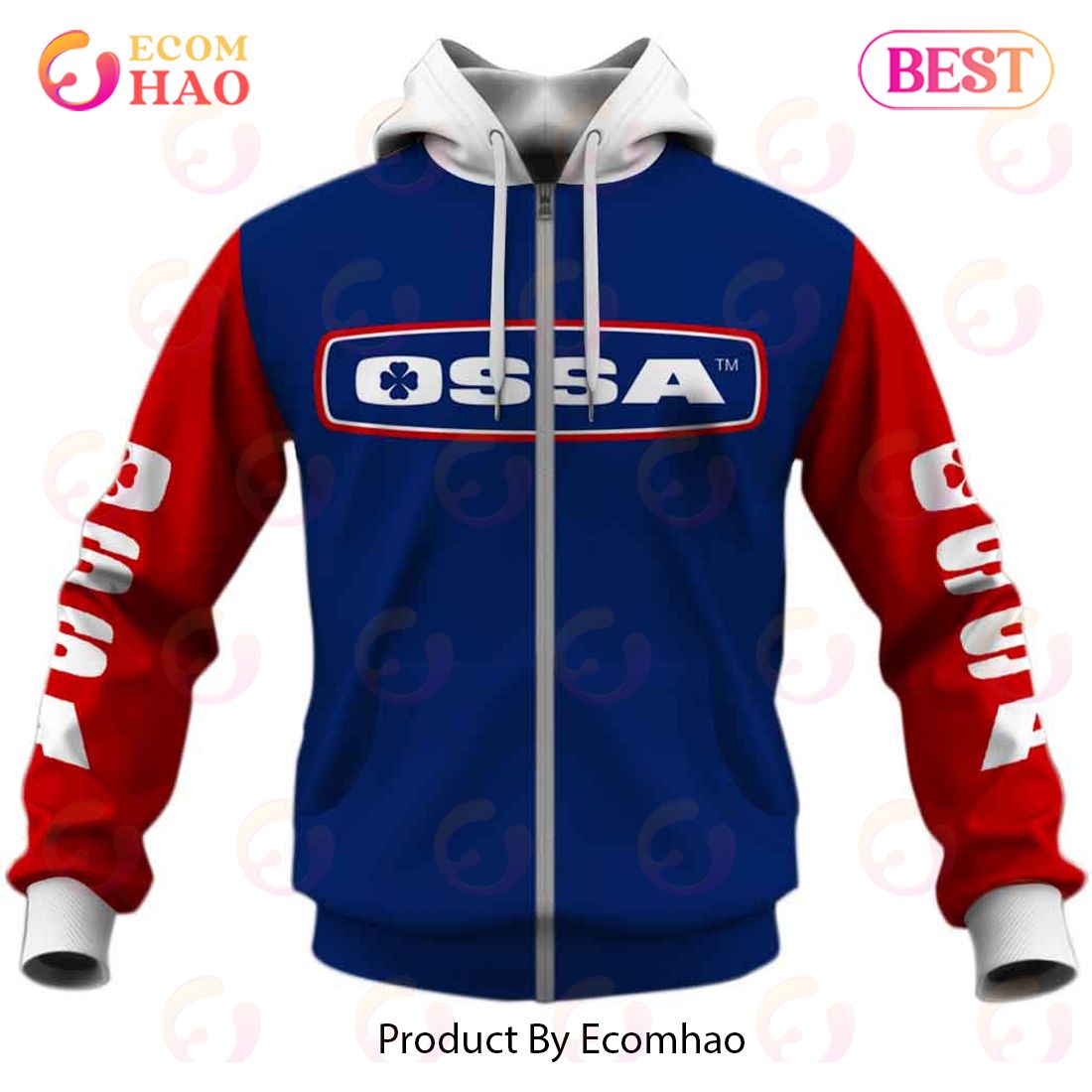 Customize Name Vintage Style Ossa Motocross Jersey MX Enduro AHRMA Motorcycle Dirt Bike 3D Hoodie