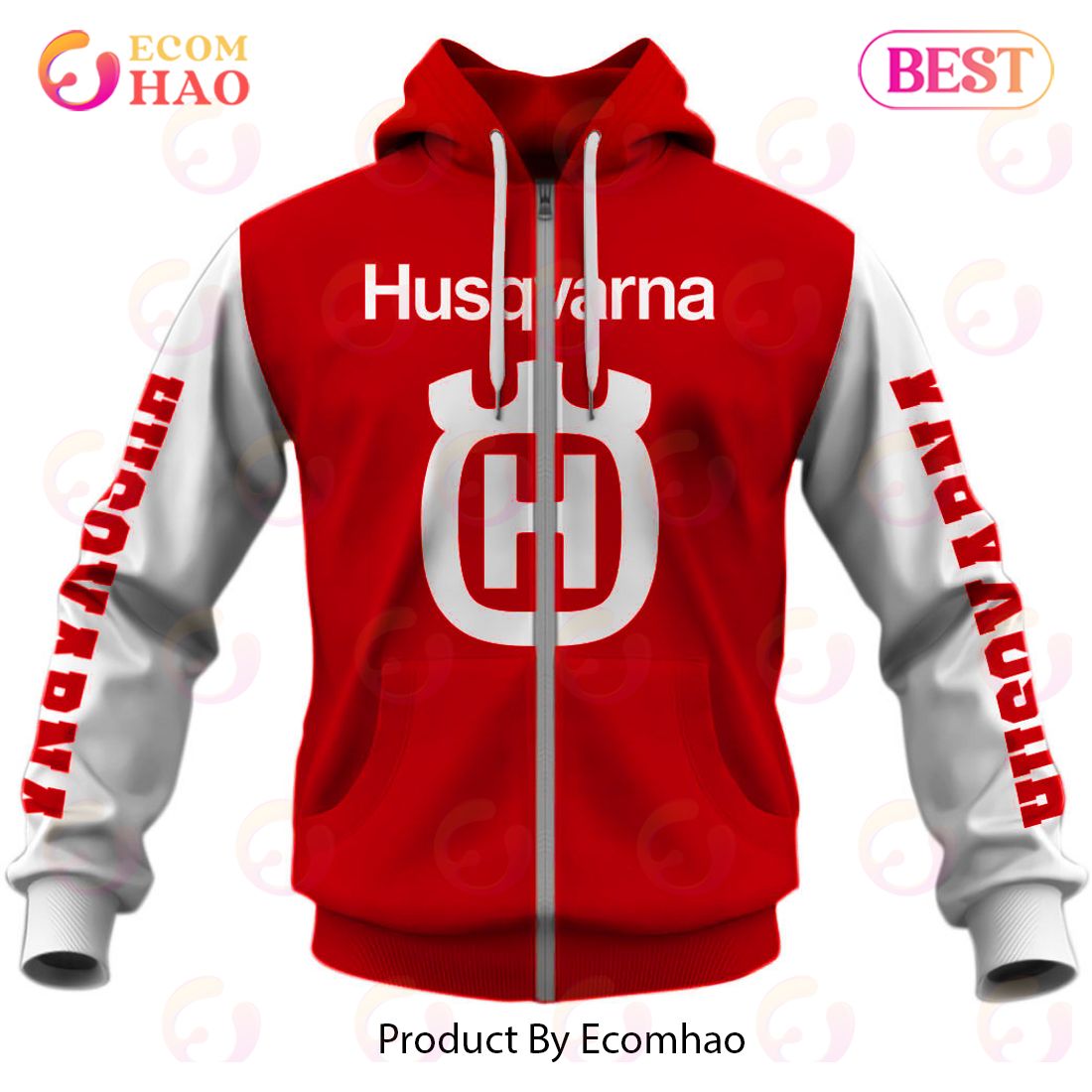 Customize Name Vintage Style Red Husqvarna Motocross Jersey MX Enduro AHRMA Motorcycle 3D Hoodie