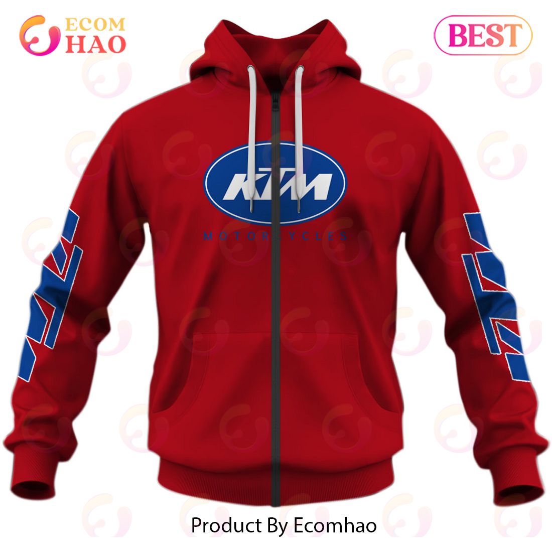 Customize Name Vintage Style Red KTM Motocross Jersey MX Enduro AHRMA Motorcycle Dirt Bike 3D Hoodie