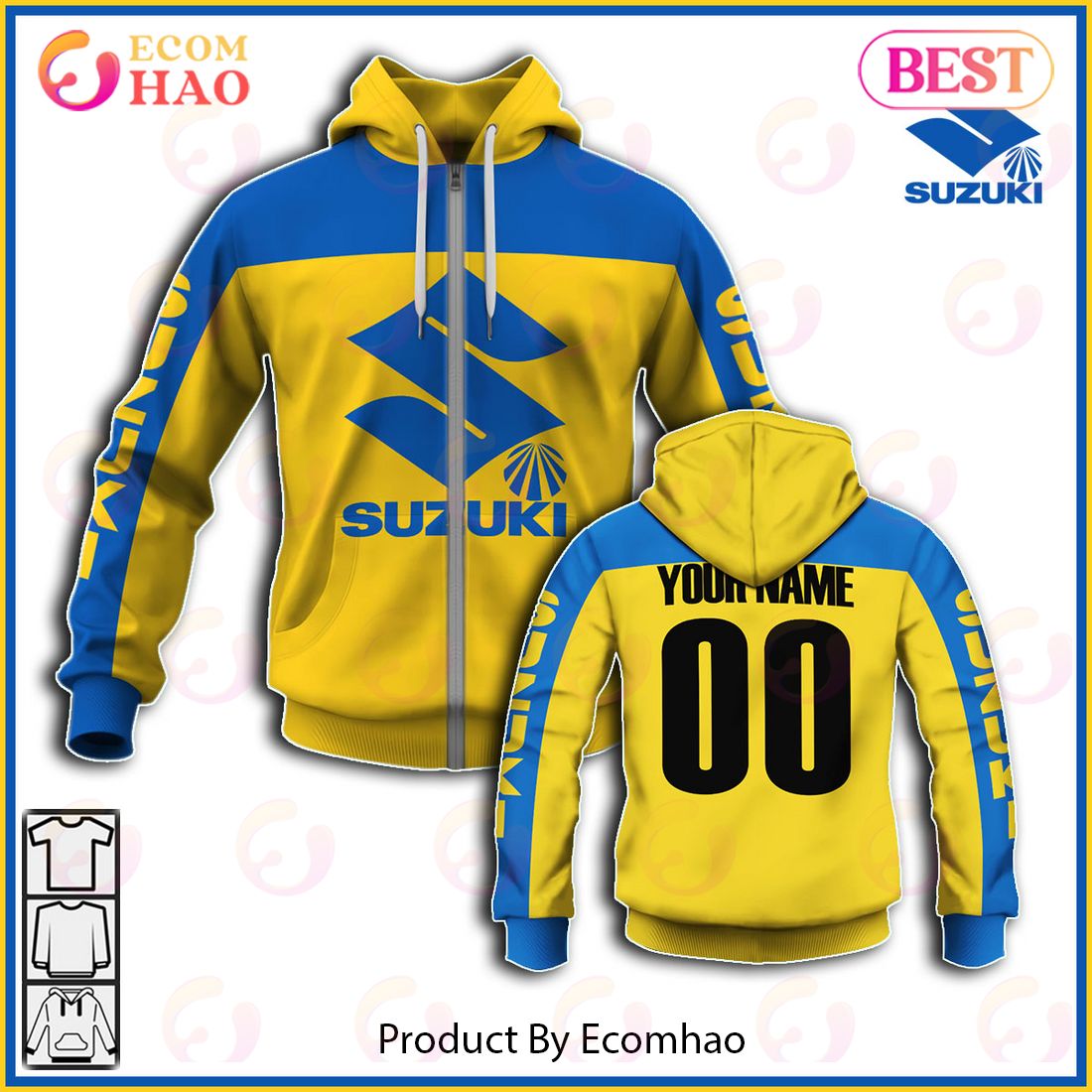 Customize Name Vintage Style Suzuki Motocross Jersey MX Enduro AHRMA Motorcycle Dirt Bike 3D Hoodie