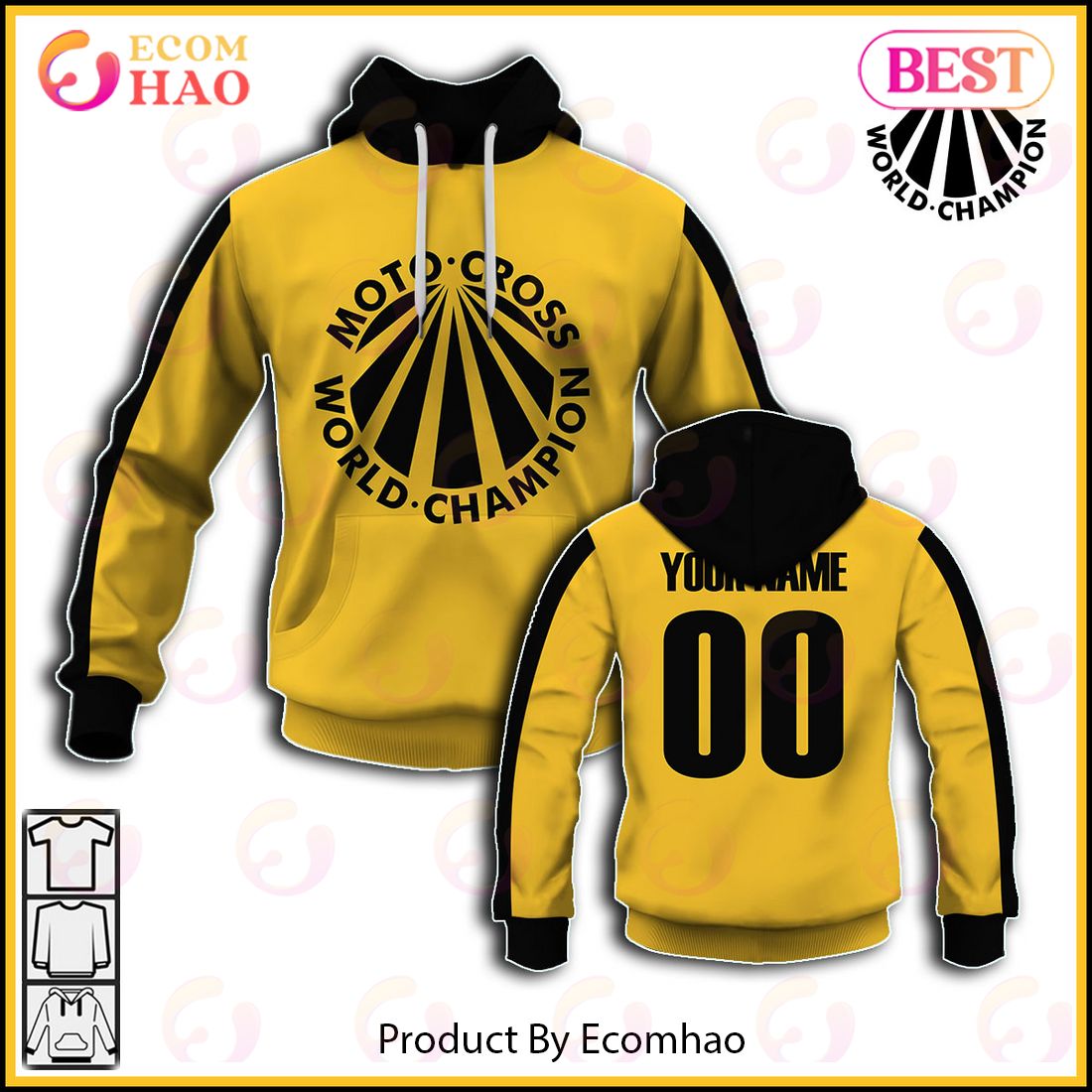 Customize Name Vintage Style World Champion Motocross Jersey Suzuki MX Enduro AHRMA Motorcycle Dirt Bike 3D Hoodie