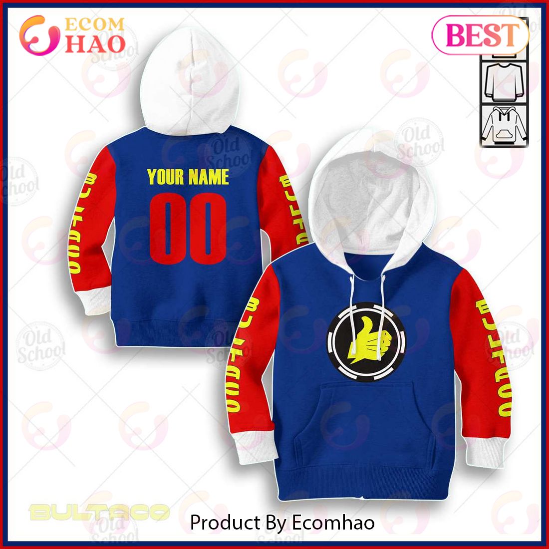 Vintage Style Bultaco Motocross Jersey MX Enduro AHRMA Motorcycle Dirt Bike 3D Hoodie For KID