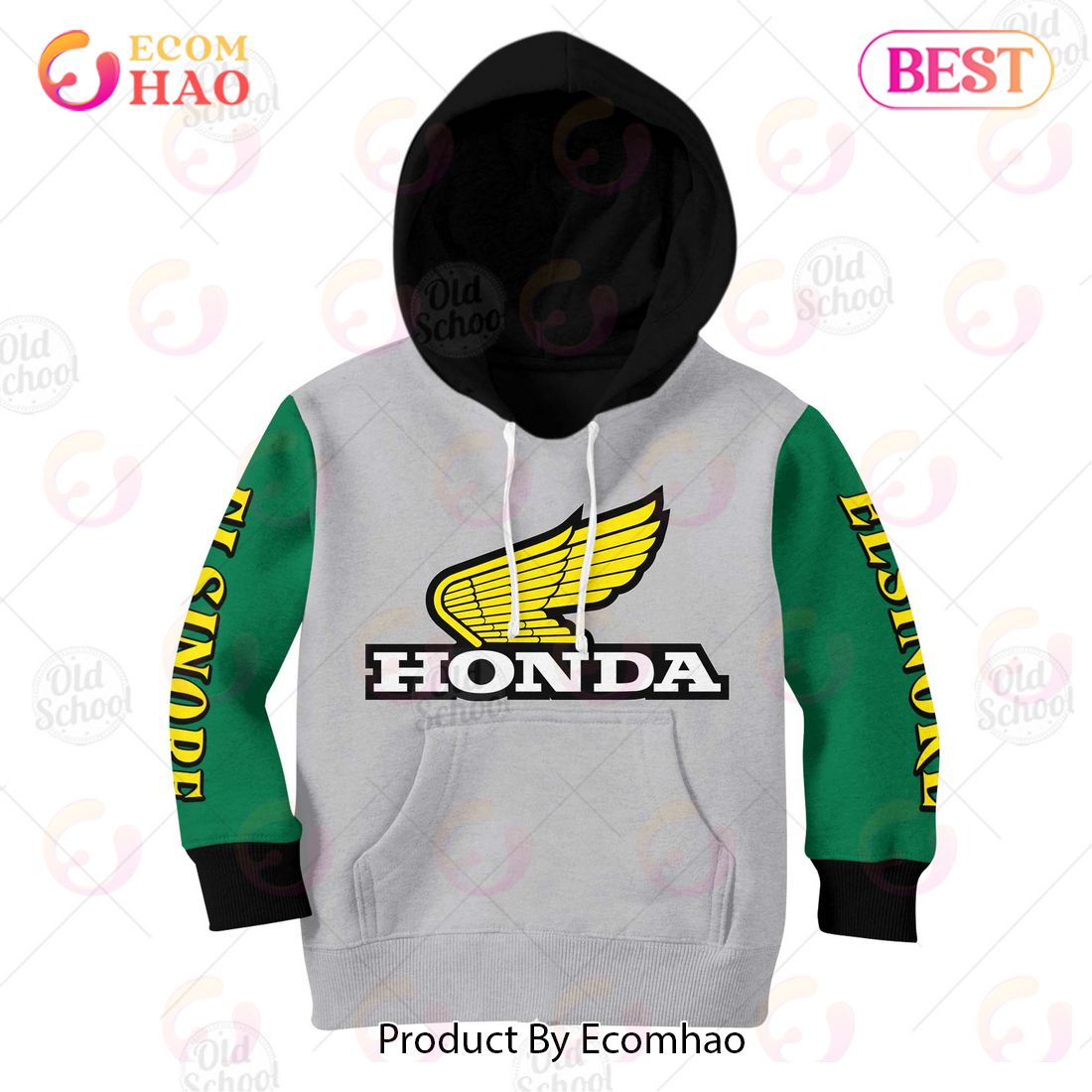 Vintage Style Honda Elsinore Motocross Jersey MX Enduro AHRMA Motorcycle Dirt Bike 3D Hoodie For KID