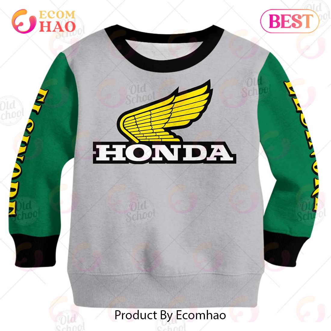 Vintage Style Honda Elsinore Motocross Jersey MX Enduro AHRMA Motorcycle Dirt Bike 3D Hoodie For KID