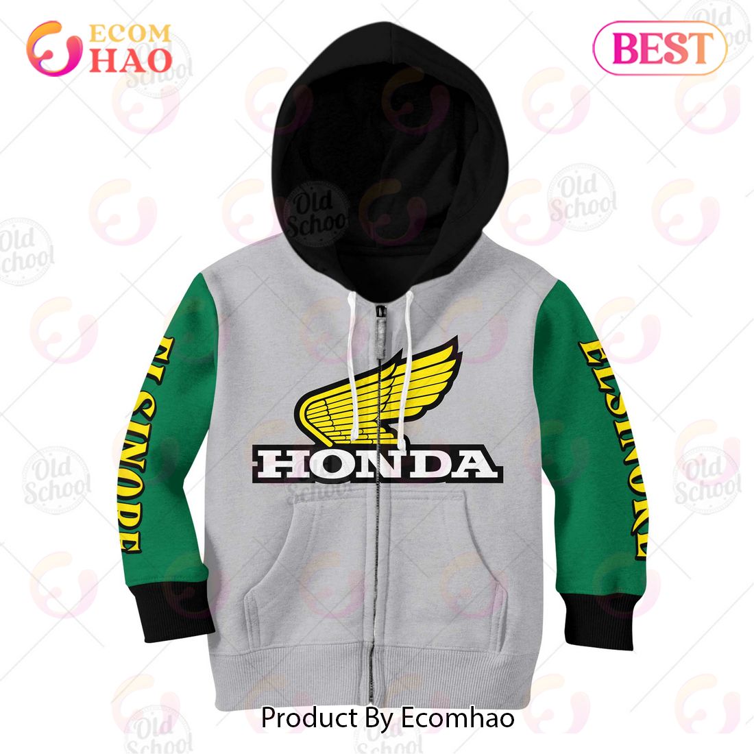 Vintage Style Honda Elsinore Motocross Jersey MX Enduro AHRMA Motorcycle Dirt Bike 3D Hoodie For KID