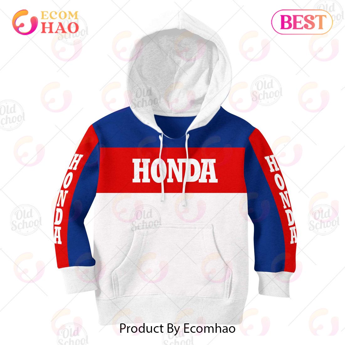 Vintage Style Honda Motocross Jersey MX Enduro AHRMA Motorcycle Dirt Bike 3D Hoodie For KID