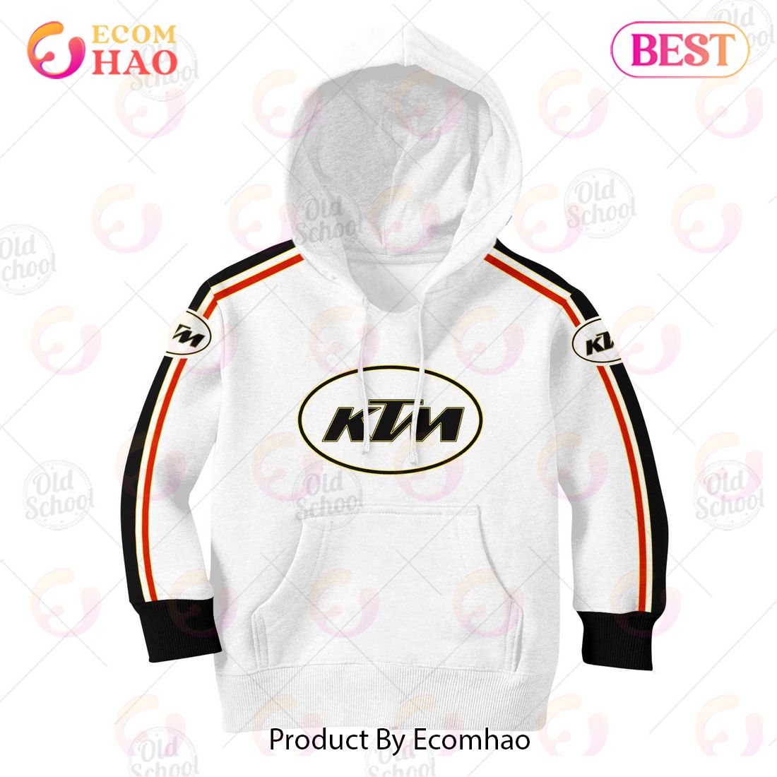 Vintage Style KTM 70s Motocross Jersey MX Enduro AHRMA Motorcycle Dirt Bike 3D Hoodie For KID