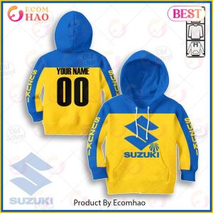 Vintage Style Suzuki Motocross Jersey MX Enduro AHRMA Motorcycle Dirt Bike 3D Hoodie For KID