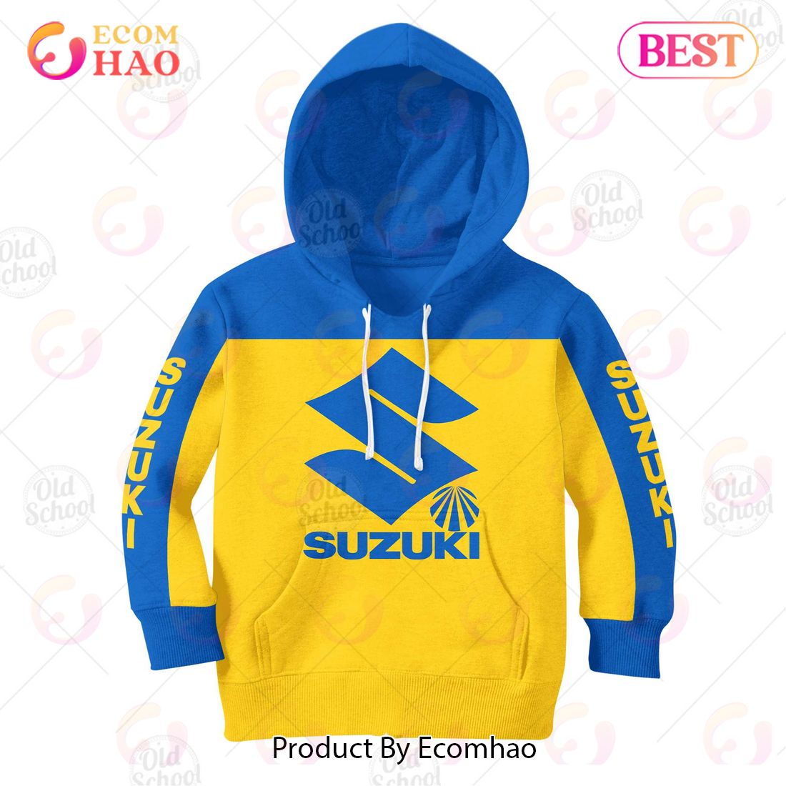 Vintage Style Suzuki Motocross Jersey MX Enduro AHRMA Motorcycle Dirt Bike 3D Hoodie For KID