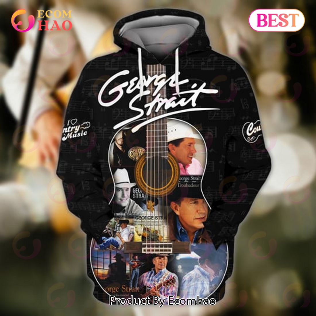 George Strait Guitar 3D Hoodie