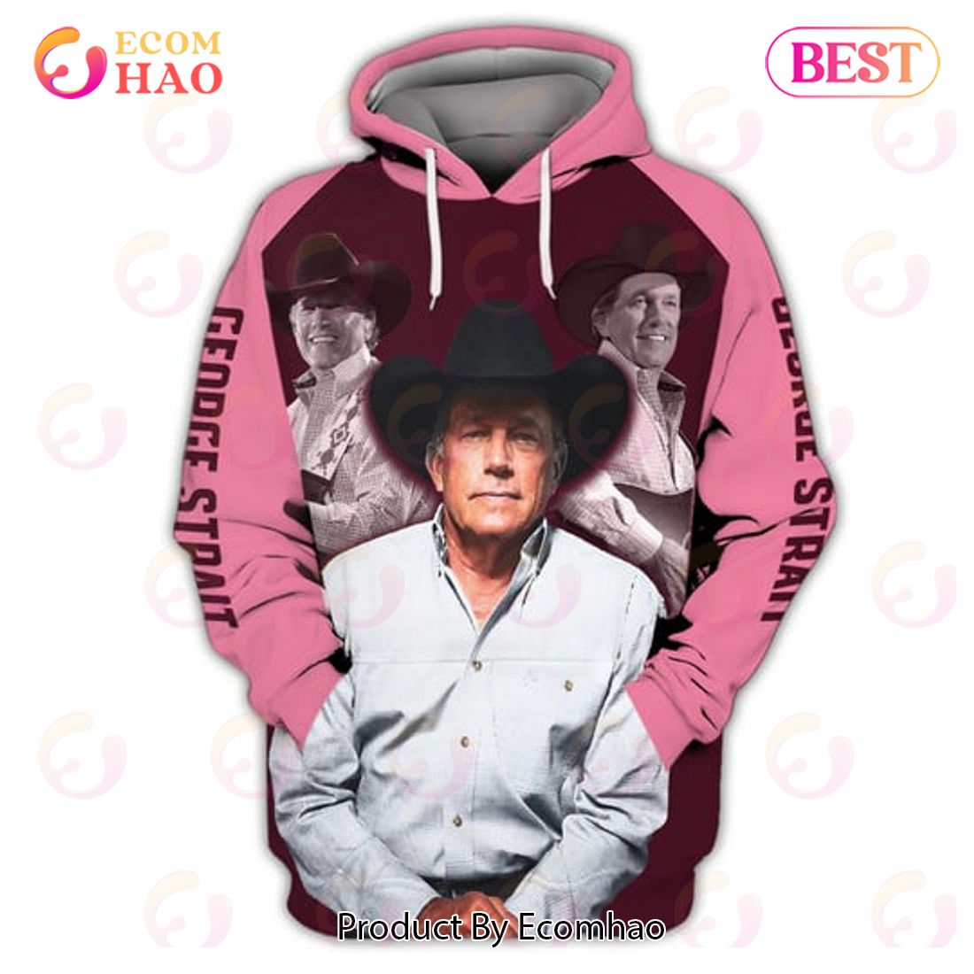 George Strait I Cross My Heart Pink 3D Hoodie