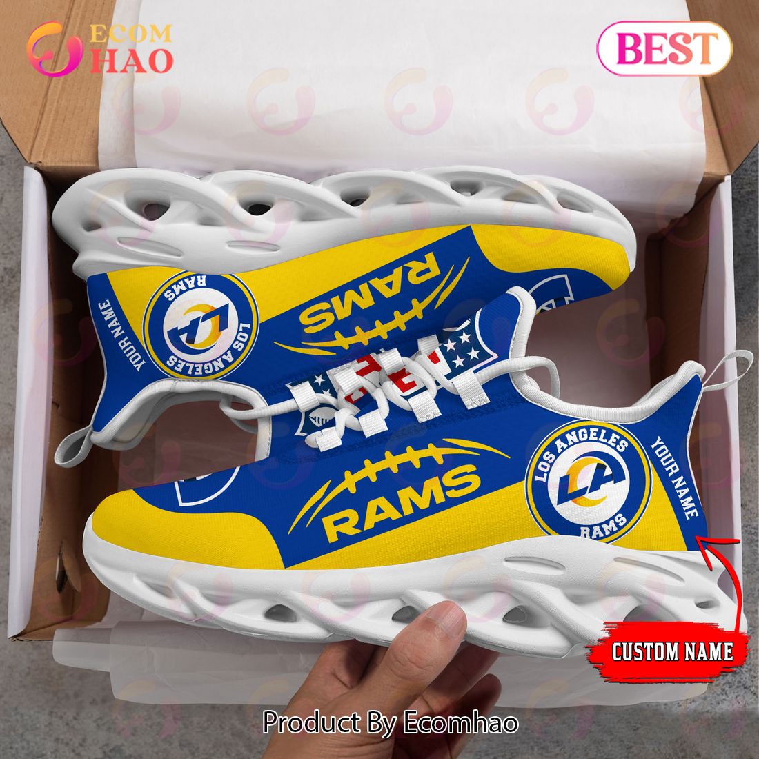 Los Angeles Rams NFL Clunky Sneakers Max Soul Shoes - Growkoc