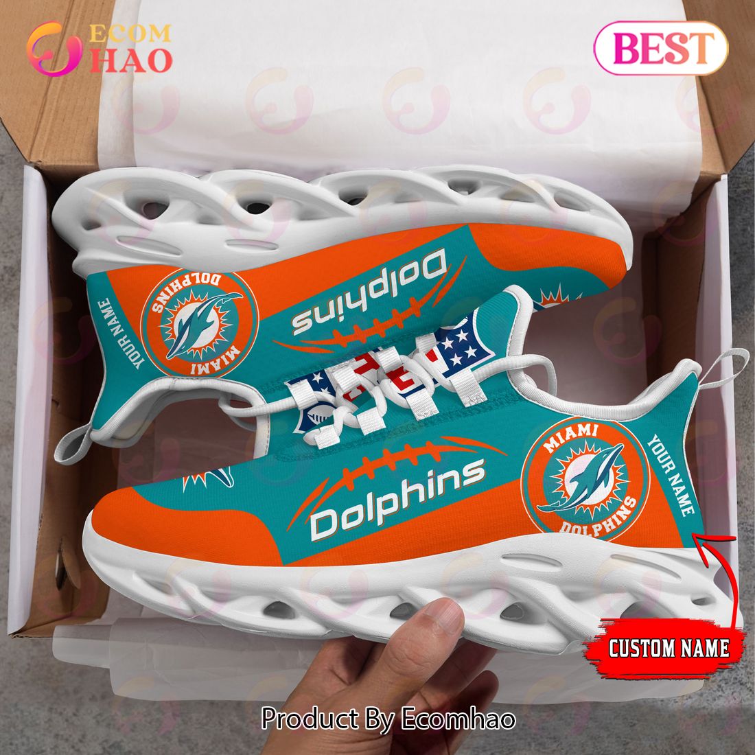 Miami Dolphins NFL Clunky Sneakers Custom Name Sport Max Soul Shoes For Fan