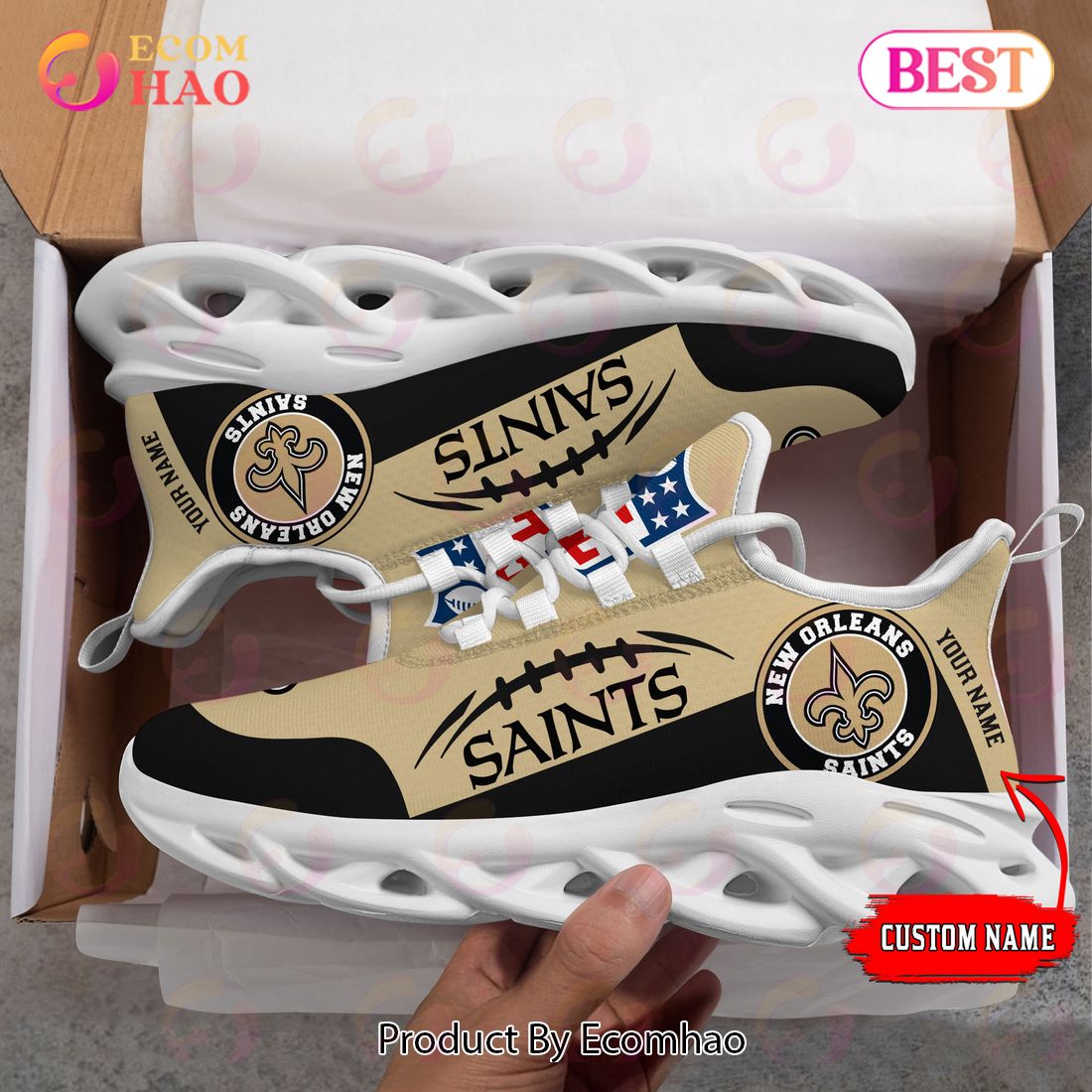 NFL New Orleans Saints Custom Name Limited Edition Max Soul Shoes