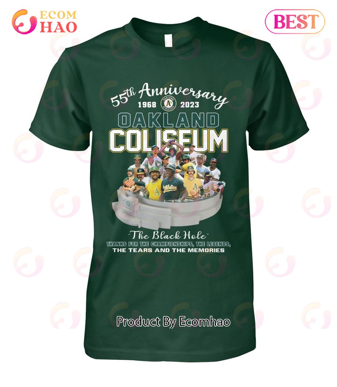 55th Anniversary 1968 – 2023 Oakland Coliseum The Black Hole Thanks For The Championships The Legends The Tears And The Memories T-Shirt