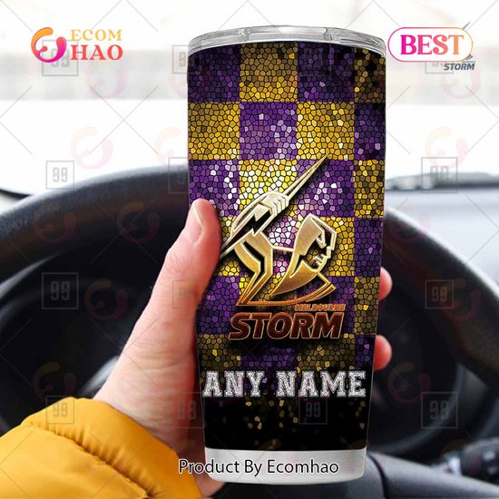 Personalized NRL Melbourne Storm Tumbler Gold Logo Purl