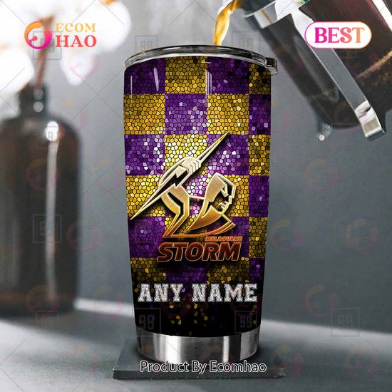 Personalized NRL Melbourne Storm Tumbler Gold Logo Purl