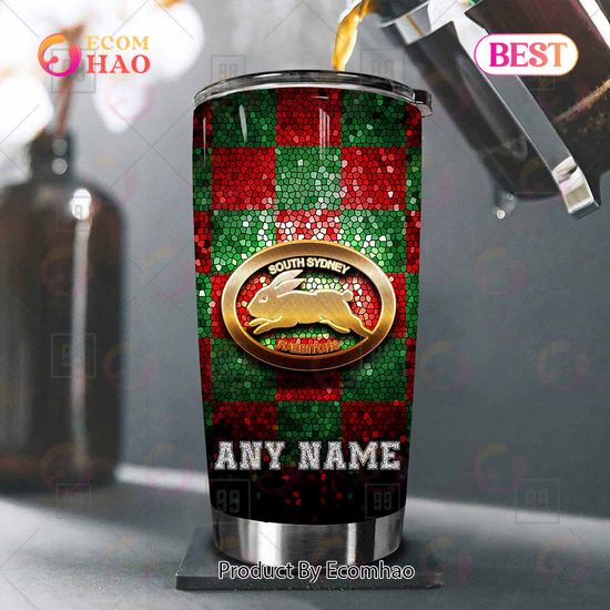 Personalized NRL South Sydney Rabbitohs Tumbler Gold Logo Purl