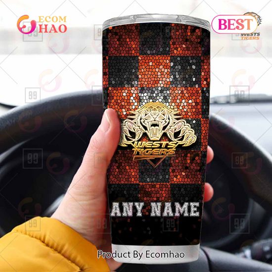 Personalized NRL Wests Tigers Tumbler Gold Logo Purl