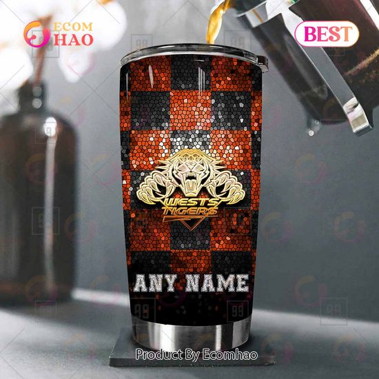 Personalized NRL Wests Tigers Tumbler Gold Logo Purl