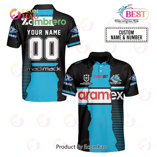 Personalized 2023 NRL Cronulla Sutherland Sharks Mix Jerseys Polo Shirt ...