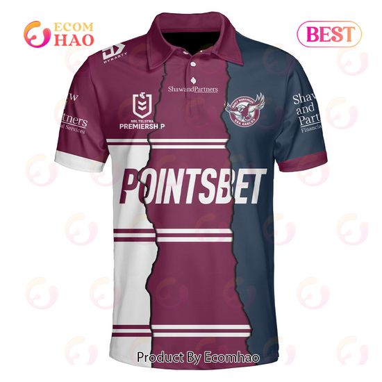 Personalized 2023 NRL Manly Warringah Sea Eagles Mix Jerseys Polo Shirt