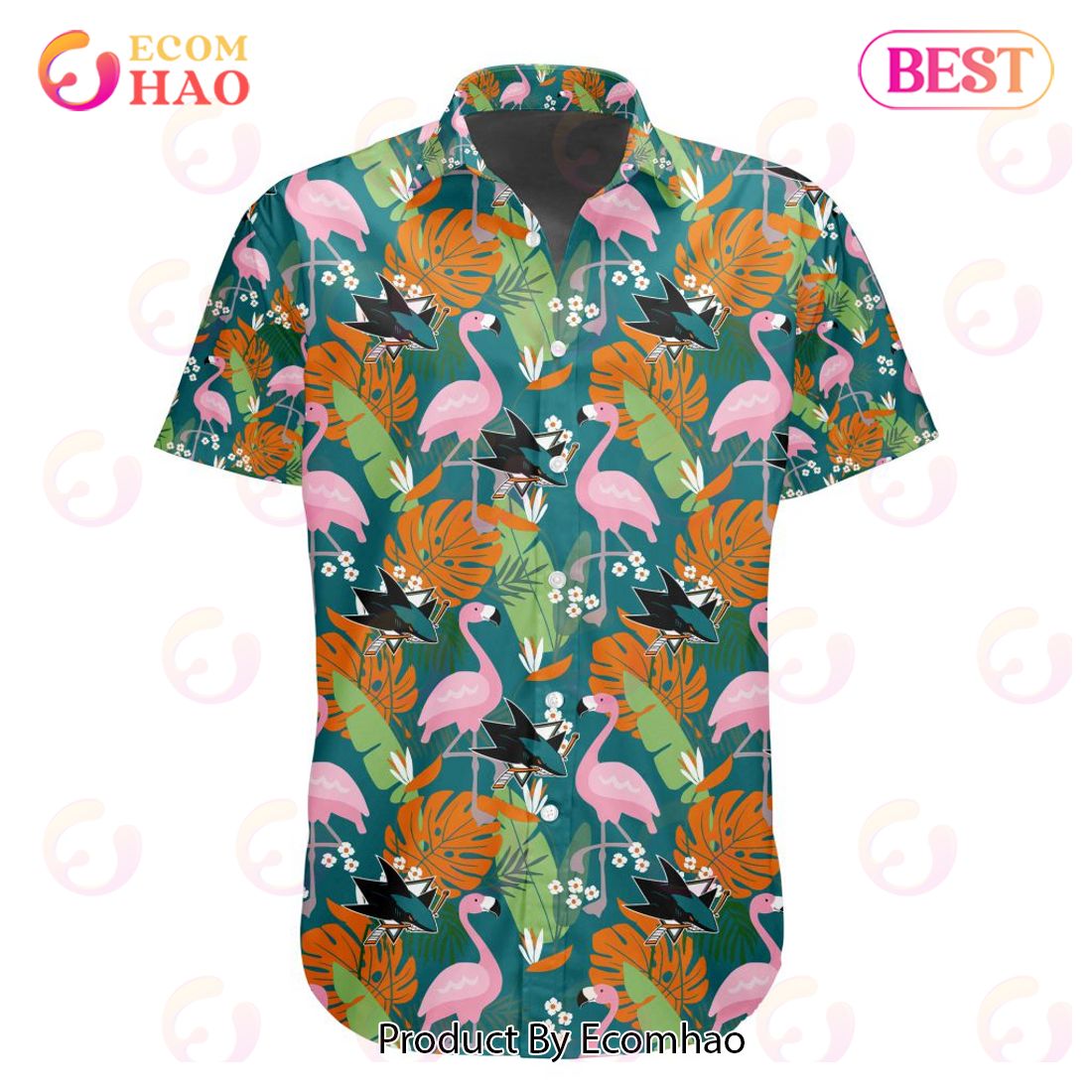 Limited Edition NHL San Jose Sharks Special Hawaiian Design Button Shirt