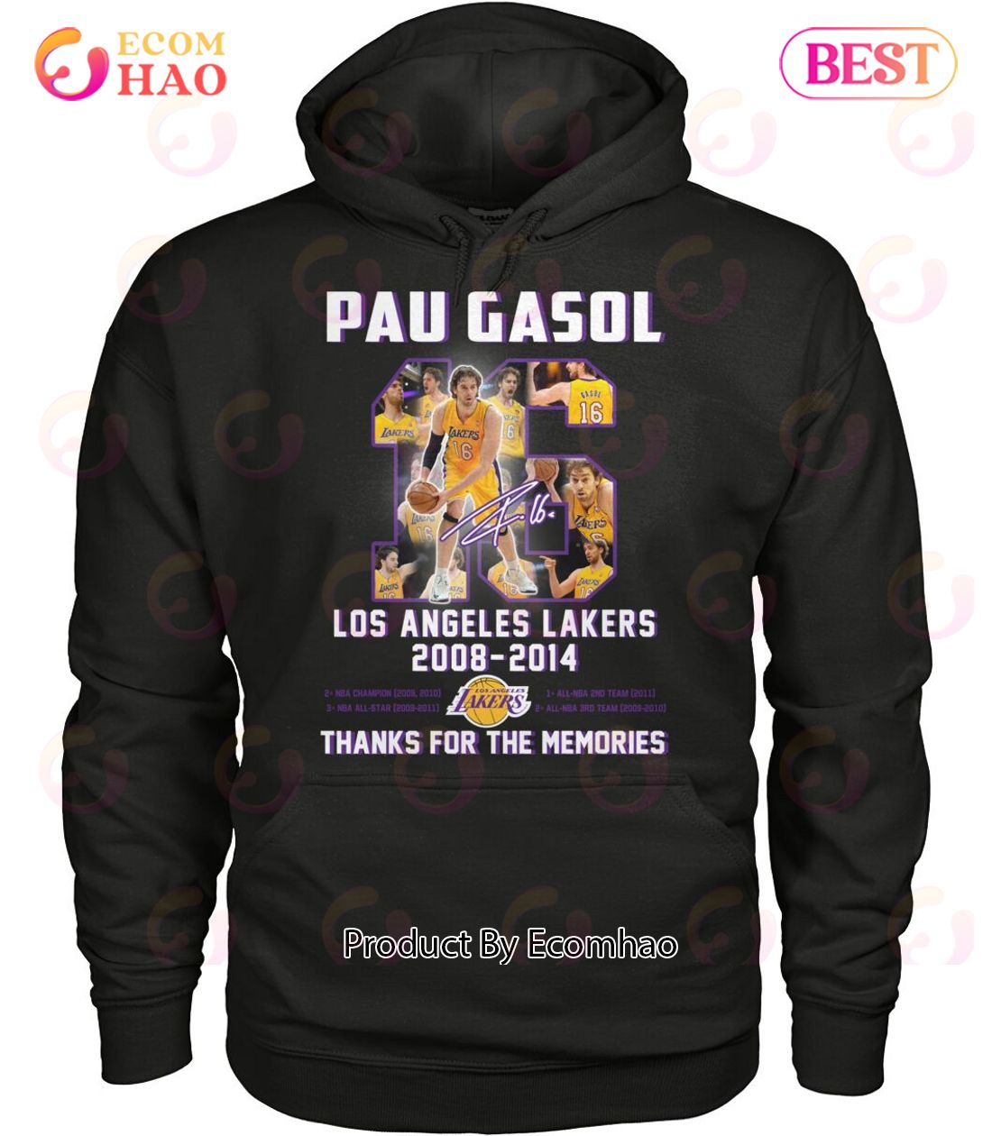 Pau Gasol Los Angeles Lakers 2008 – 2014 Thanks For The Memories T-Shirt